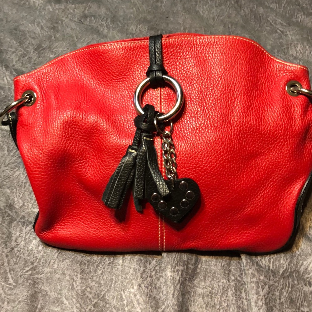 Red Italian leather handbag
